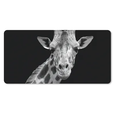 Produktbild von MuchoWow® Mauspad Mousepad Giraffe - Wildtiere - Schwarz - Weiß - Porträt 60x30 cm - Mousepads - Maus Mat - Pad - Mausunterlage - Nachhaltig