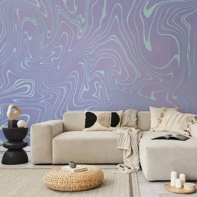 Produktbild von Vlies Fototapete - Sea Abstraction - Intriguing Composition of Wavy Shapes in Shades of Blue 350x256 cm Abstrakt a-B-10132-a-a