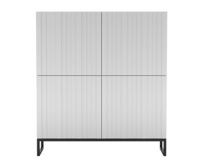 Nowoczesna Komoda RTV Glamour Szafka RTV Loft Glamour 112 cm Biały Mat Rama Czarna