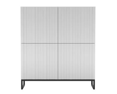 Zdjęcie produktu dla Nowoczesna Komoda RTV Glamour Szafka RTV Loft Glamour 112 cm Biały Mat Rama Czarna