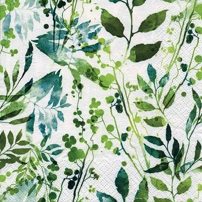 Produktbild von Servietten 33x33 cm - Boho Leaves & Herbs green