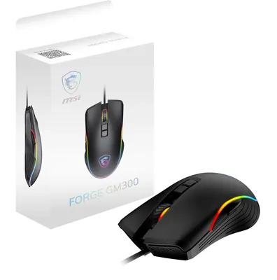 Produktbild von MSI FORGE GM300, Beidhändig, Optisch, USB Typ-A, 7200 DPI, Schwarz