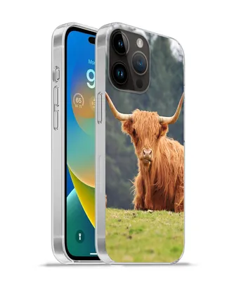 Produktbild von MuchoWow® Handyhülle Schutzhülle Hülle für Apple iPhone 14 Pro Max Schottische Highlander - Gras - Wald Silikon Softcase Handy Hülle - Hardcover