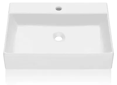 Immagine prodotto di Lavabo da appoggio per bagno - Lavabo rettangolare - 51x45x13 cm - Vetroceramica - Senza foro per rubinetto - Adatto per piani lavabo - Bianco