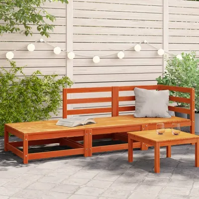 Produktbild von Design Gartensofa mit Fußhocker 2-Sitzer Wachsbraun Massivholz Kiefer, Gartensofas 2024
