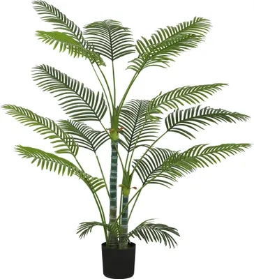 Produktbild von Künstliche Palme mit 16 Kunststoff-Blättern, UV-beständige Kunstpflanze mit Plastiktopf, für drinnen und draußen, Grün