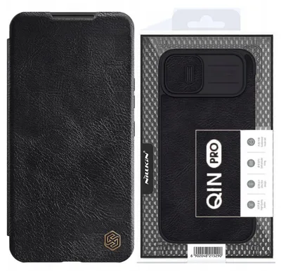 Zdjęcie produktu dla Nillkin Qin Leather Pro Case Etui Iphone 14 Plus Osłona Na Aparat Kabura Pokrowiec Obudowa Z Klapką Czarny
