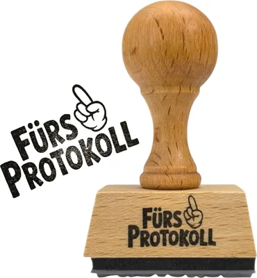 Produktbild von Holzstempel Fürs Protokoll, eckiges Design, mit mahnendem Finger, 4 x 2,5 cm