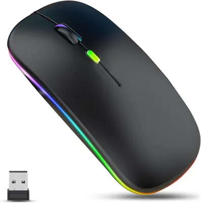 Image de Souris sans fil, LED Rechargeable Silencieux mince souris sans fil pour ordinateur portable, 2.4G USB souris sans fil pour ordinateur portable, PC, ordinateur, Mac