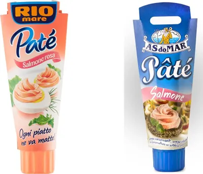 Produktbild von 1x Rio Mare Patè Tonno Salmone rosa Lachs Thunfischcreme 100g Streichfähige + 1x AS do MAR Patè Salmone 100g