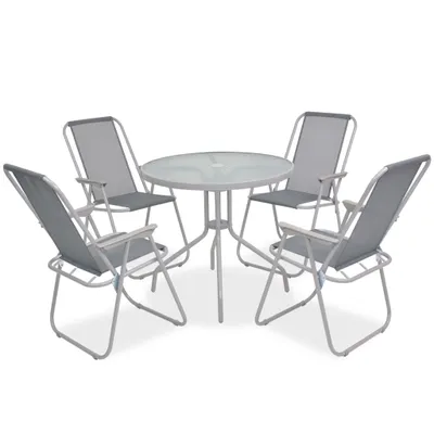 Image de vidaXL Ensemble de jardin 6 pièces acier et textilène gris