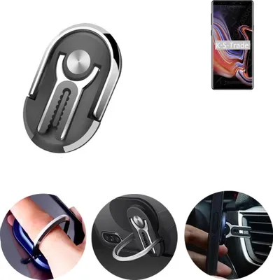 Produktbild von K-S-Trade 3in1 Smartphone-Ring Handy-Ring kompatibel mit Samsung Galaxy Note9 SD845 Fingerhalterung  Handyring Tischständer Lüftungsgitter-Halterung