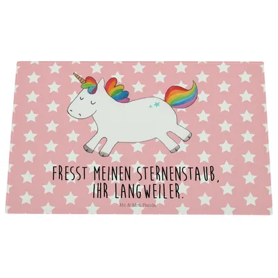 Produktbild von Mr. & Mrs. Panda Schneidebrett Glas Einhorn Happy - Rot Pastell - Geschenk, Küchenbrett, glücklich, Schneidplatte, Aus, Lebensfreude, Schneidbrett, Einhörner, Unicorn