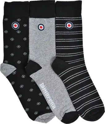 Obrázok produktu pre Lambretta - Ponožky pre mužov(3-pack) LB102 (Jedna veľkosť) (Black/Grey)