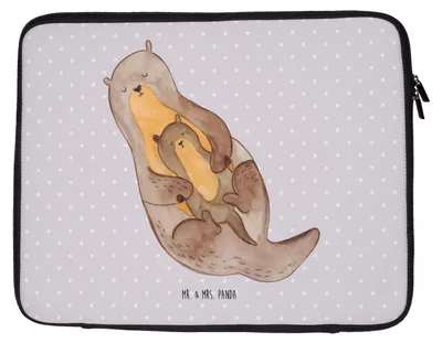 Produktbild von Mr. & Mrs. Panda Laptop Tasche Otter Kind 20 x 28 cm - Grau Pastell - Geschenk, Sleeve, Hülle, Baby, Familie, Laptoptasche, Mutter, Tochter, Mama, Laptophülle