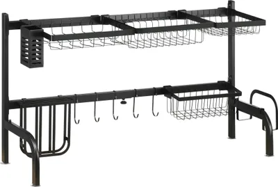 Obrázok produktu pre HOMCOM Odkvapkávač na riad, 2-poschodová mriežka, 51–93 cm