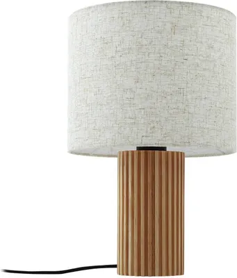 Produktbild von Lindby Tischleuchte Kimiko, Höhe 38 cm, Holz, Textil