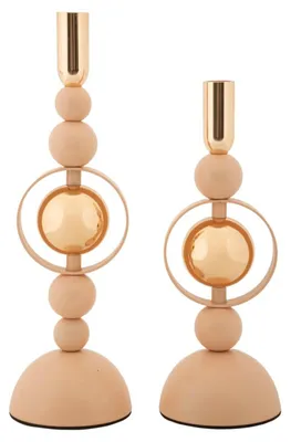 Imagen del producto de Mauro Ferretti, candelabros Saturno, color rosa – Juego de 2, dimensiones: 10x27 cm y 10x33 cm