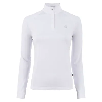 Produktbild von Cavallo Cavaluv Halfzip Longsleeve Turniershirt Damen, Farbe:white, Größe:38
