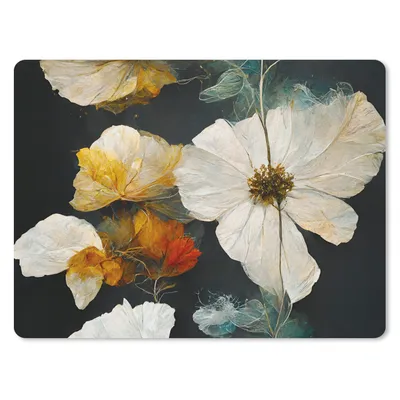 Produktbild von MuchoWow® Mauspad Mousepad Blumen - Pflanzen - Schwarz - Weiß 40x30 cm - Mousepads - Maus Mat - Pad - Mausunterlage - Anti Rutsch