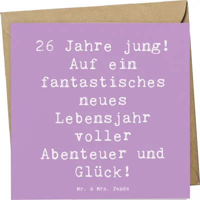 Produktbild von Mr. & Mrs. Panda Grußkarte Spruch 26. Geburtstag - Lavendeltraum - Geschenk, Meilenstein, 26 Jahre, doppelkarte, faltkarte, liebevoll, Freundschaft, Geburtstagsgeschenk