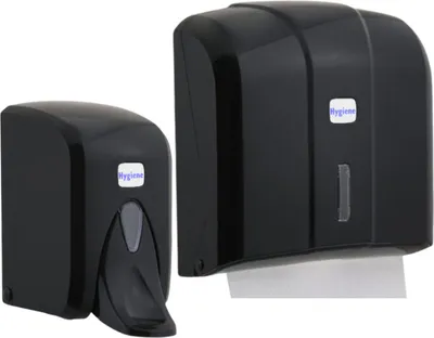 Produktbild von Handtuchspender-Set Premium Papierhandtuchspender + Seifenspender Spender schwarz