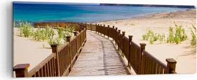 Produktbild von Bild auf Leinwand - Leinwandbild - Ozean Strand Sand Ufer - 140x50cm - Wand Bild - Wanddeko - Leinwanddruck - Bilder - Kunstdruck - Wanddekoration - Leinwand bilder - Wandkunst - AB140x50-2544