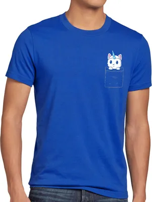 Produktbild von style3 Unicorn Pocket Cat Herren T-Shirt Einhorn Katze Brusttasche