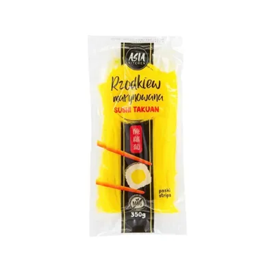 A package of pickled radish strips for sushi.