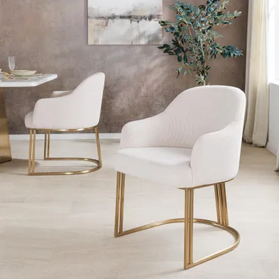 Produktbild von riess-ambiente Armlehnen Stuhl EXTRAVAGANCIA beige Cord Metall brushed champagner gold
