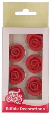 Produktbild von Funcakes Fondant Rosen Rot 6er Set