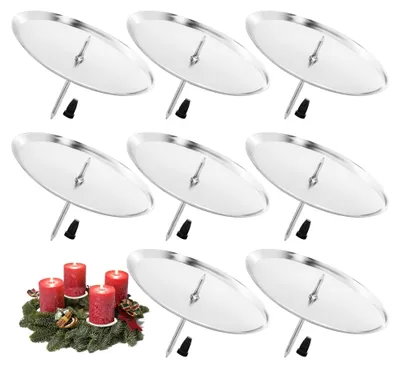 8er-Set Adventskranz-Kerzenhalter Metall Ø 8 cm silber