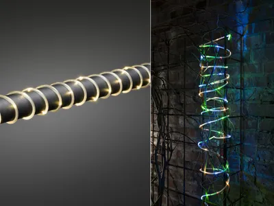 Produktbild von Konstsmide - LED Mini Lichterschlauch, 10 m, mit Lichtsensor und 6h und 9h Timer , 130 warm weiße Dioden, batteriebetrieben, Außen (IP44) , transparentes Kabel, 4 x D 1.5V (exkl.)