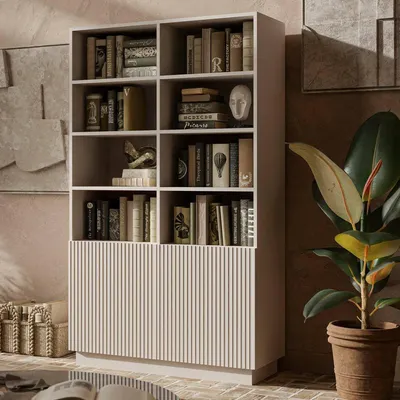 Produktbild von Dmora Regal Miniato 172x40x100h cm Beige, ein Fach, 2 Türen