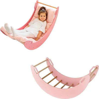 Imagen del producto de Tablero de madera para escalar y columpiarse "Moon" | Triángulo de escalada para niños | Juguete Montessori | Columpio-tablero para parques infantiles