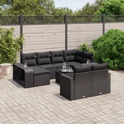 Produktbild von Gartensofas - 11-tlg. Garten-Sofagarnitur mit Kissen Schwarz Poly Rattan Möbel21