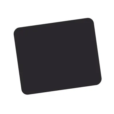 A black mouse pad with rounded corners is shown against a white background.