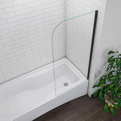 Produktbild von AICA Schwarz Badewannenaufsatz 80cmx140cm 5mm ESG-glas Badewannenfaltwand Duschwand Faltwand Badewanne Duschabtrennung
