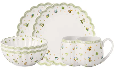 Produktbild von Villeroy & Boch 1486767281, 2 Person(en), Porzellan, Grün, Weiß, Easter Delight, Rund, 2,62 kg