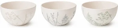 Image de Bol en porcelaine avec motif naturel - lot de 3, diamètre 14 cm
