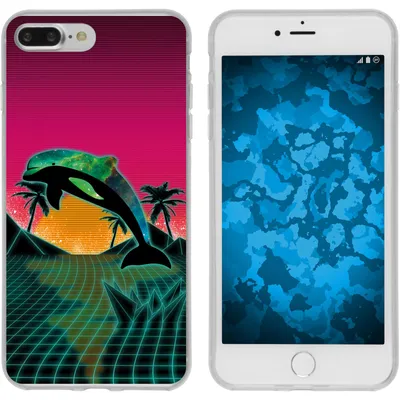 Produktbild von PhoneNatic Case kompatibel mit Apple iPhone 7 Plus / 8 Plus Silikon-Hülle Retro Wave Delphin M1