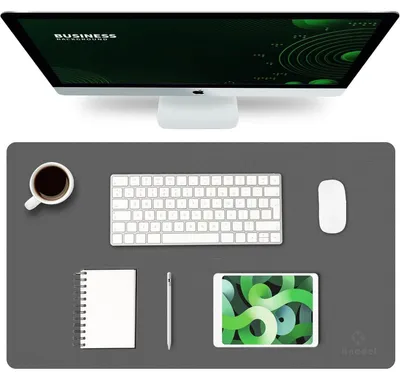Zdjęcie produktu dla Podkładka pod biurko PVC, 60 x 35 cm, wodoodporna, dwustronna, ciemnoszara/czarna