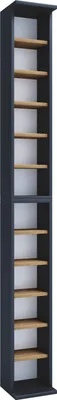 Immagine prodotto di Ripiano in legno in piedi | Cabinetto CD salvaspazio per 204 CD o 72 DVD | Dimensioni: H. 180 x W. 21 x D. 20 cm | Elegante scaffale DVD in piedi | Ripiano Blu-Ray | Scaffale CD - Bigol