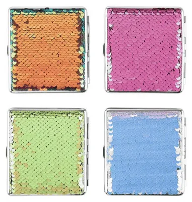Produktbild von Zigarettenetui mit Wendepailletten – 4 Farben, Gummihalterung, zufällige Auswahl