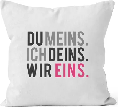 Produktbild von Kissen-Bezug Du Meins Ich Deins Wir Eins Geschenk Valentinstag Liebe Baumwolle MoonWorks® weiß unisize
