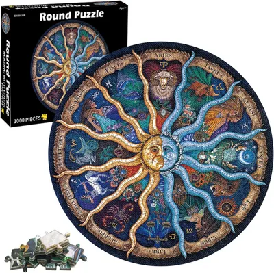 Produktbild von 1000 Teile Puzzle, Runde Sternzeichen Puzzle, 67,5 x 67,5 cm, Für Erwachsene, Stressabbau