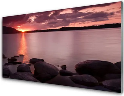 Immagine prodotto di Quadri in vetro acrilico, dimensioni 100x50 cm, stampa su tela raffigurante mare, pietre e paesaggio