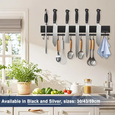 Image de Support magnétique pour couteaux, 43 cm, avec 10 crochets, pour la cuisine