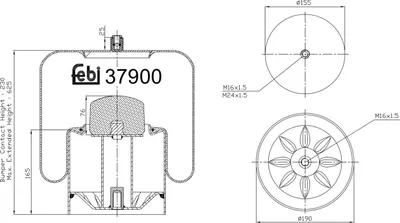 Produktbild von FEBI BILSTEIN Luftfederbalg 37900 passend für MERCEDES-BENZ ACTROS MP2 / MP3 260mm 154mm 155mm 190mm