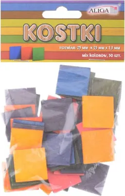 Obrázek produktu pro Kostky kreativní, dřevěné, různobarevné 25 x 25 x 1,3 mm - 50 ks